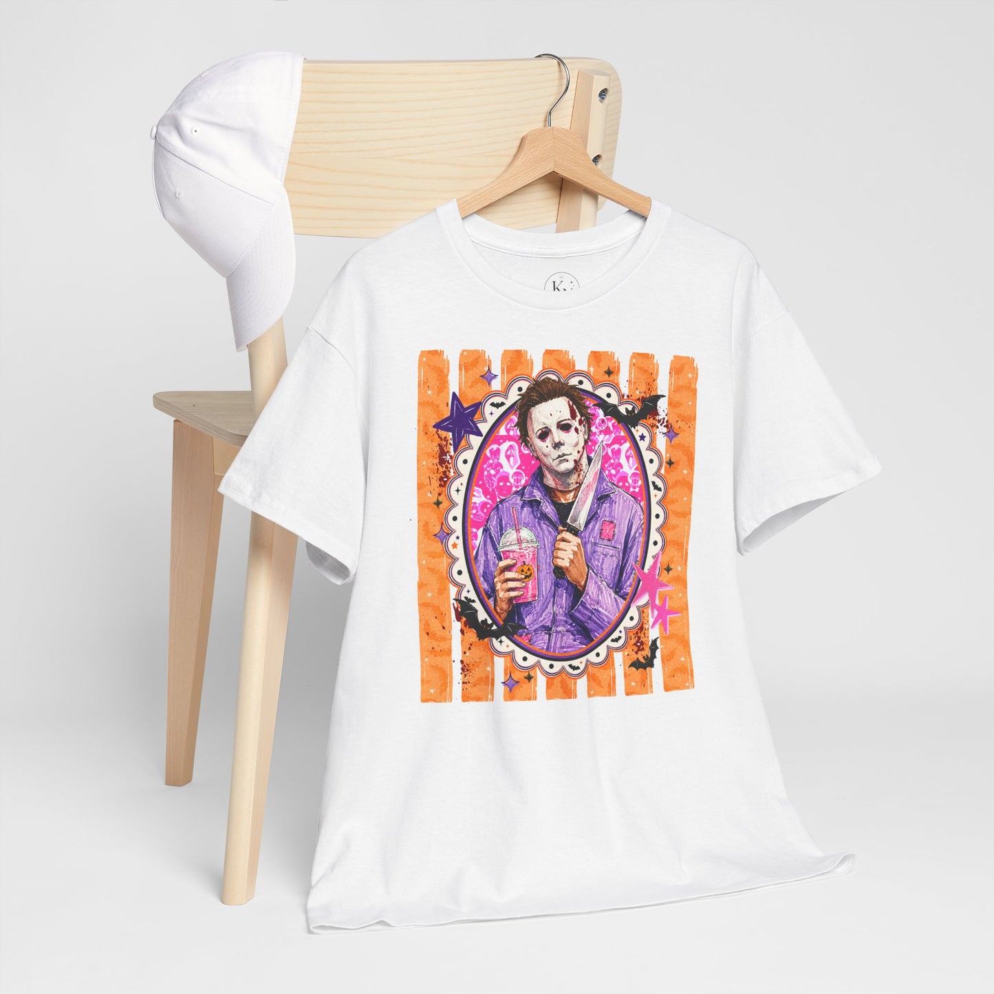Halloween Michael Myers Portrait Tee — Colorful Spooky Horror Shirt
