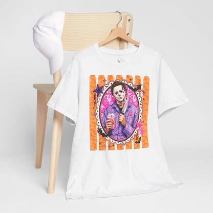 Halloween Michael Myers Portrait Tee — Colorful Spooky Horror Shirt
