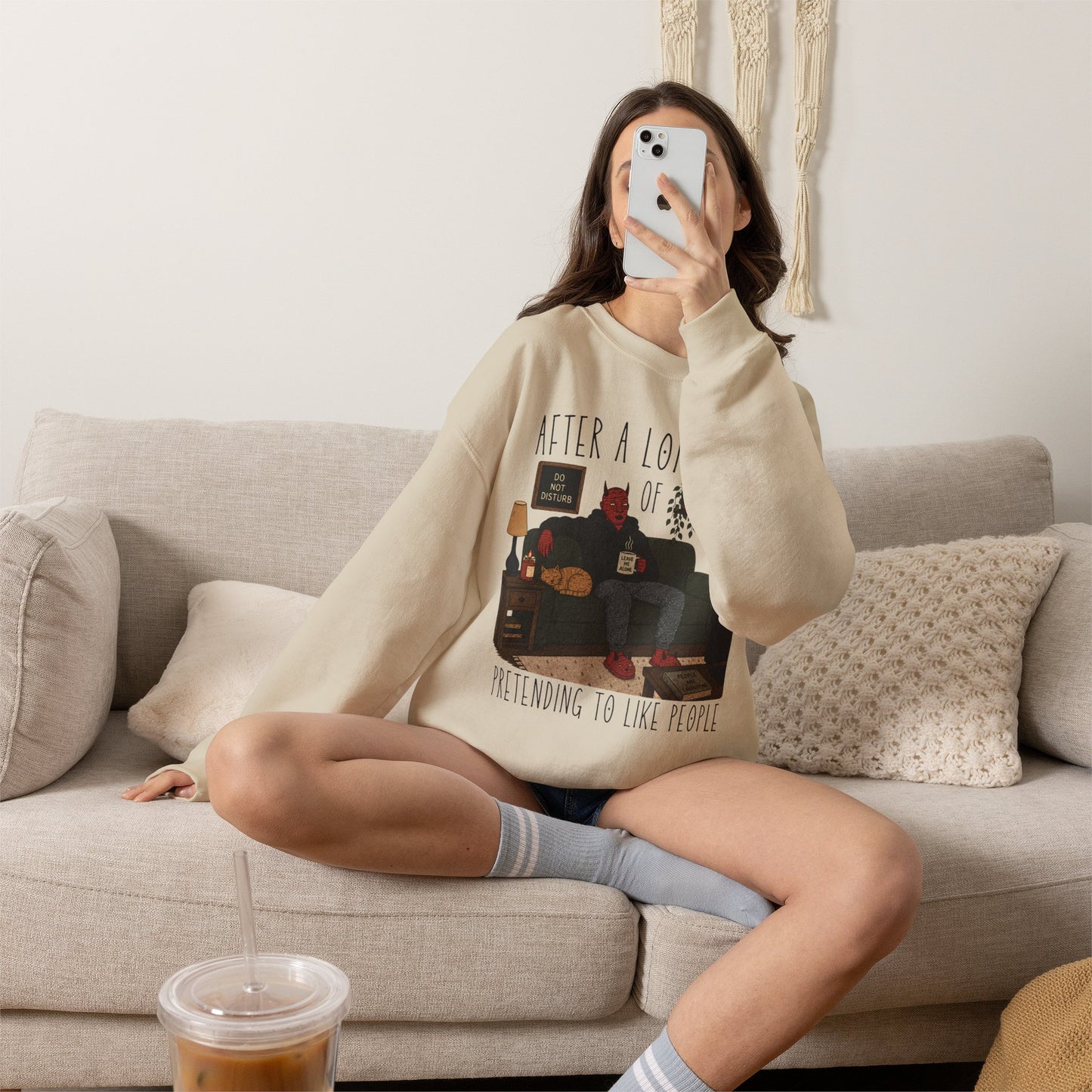 “After a Long Day of Pretending to Like People” Cozy Introvert Sweatshirt