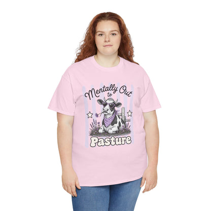 Mentally Out to Pasture Retro Cow Graphic Tee