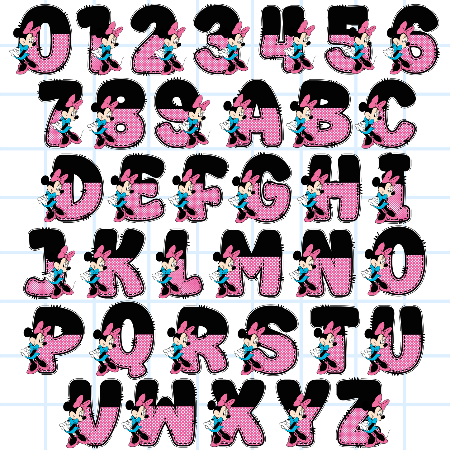 Mickey & Friends Alphabet PNG Bundle | ABC 123