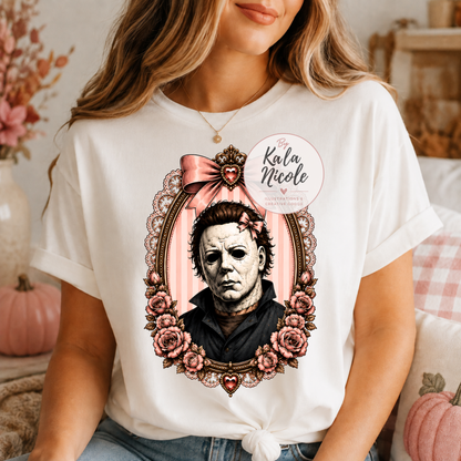 Coquette Horror Portrait PNG | White Mask Slasher