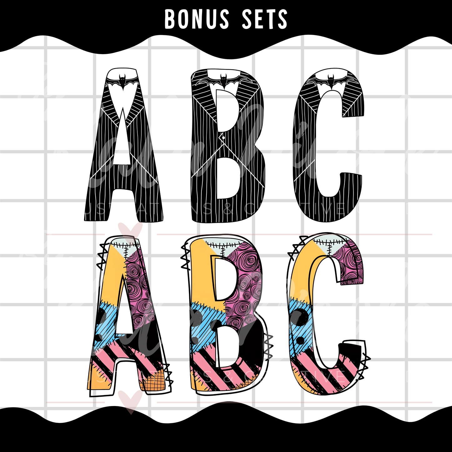Nightmare Before Christmas Alphabet PNG Bundle | ABC