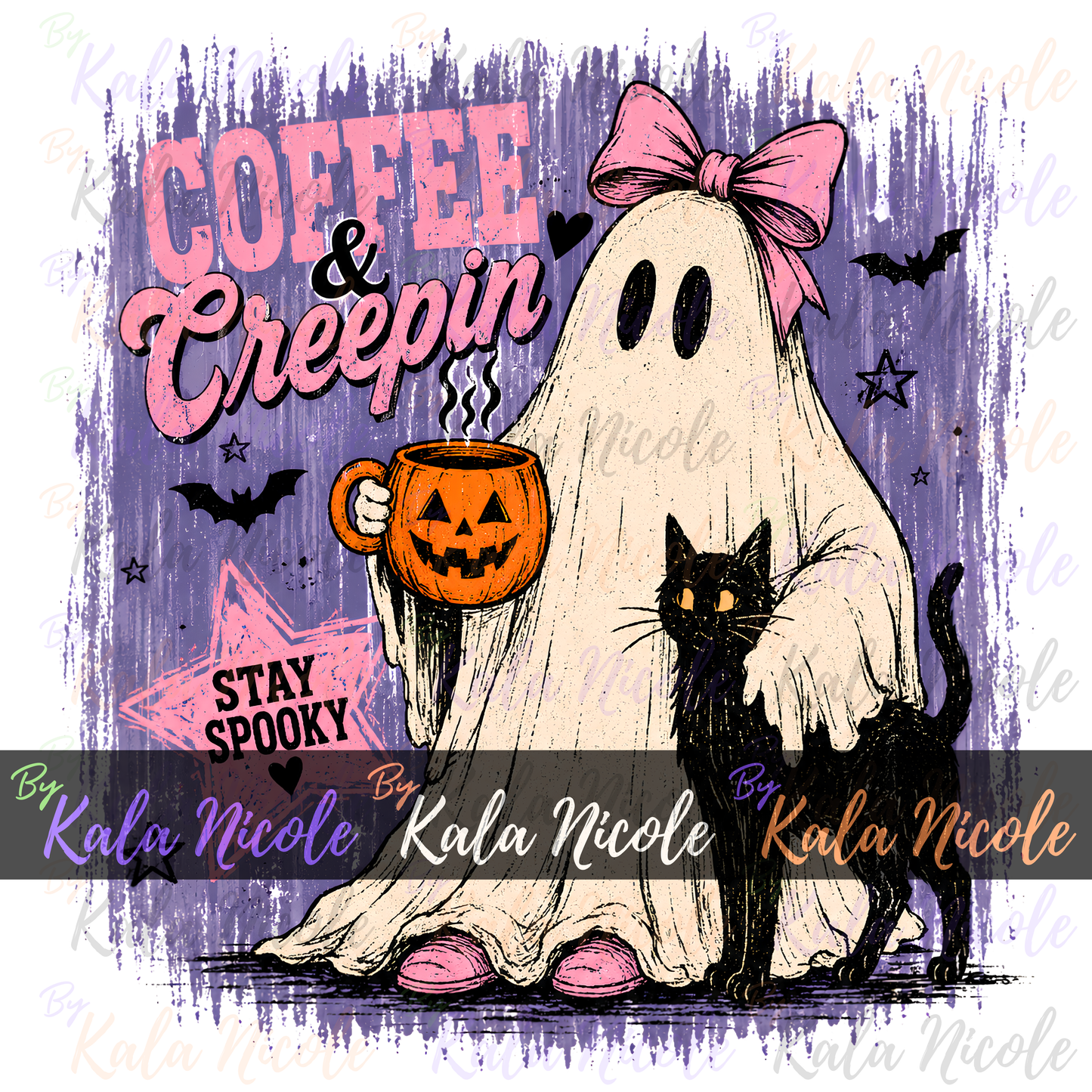 Coffee and Creepin' PNG | Trendy Halloween PNG | Fall PNG | Cute Ghost Clipart (Digital Download)