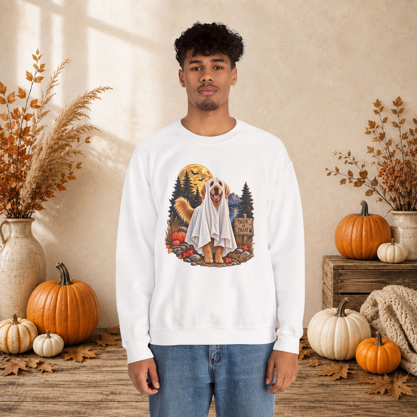 Golden Retriever Ghost Halloween Sweatshirt
