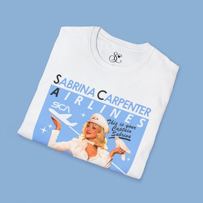Sabrina Carpenter Airlines T-Shirt — Retro Flight Attendant Graphic Tee