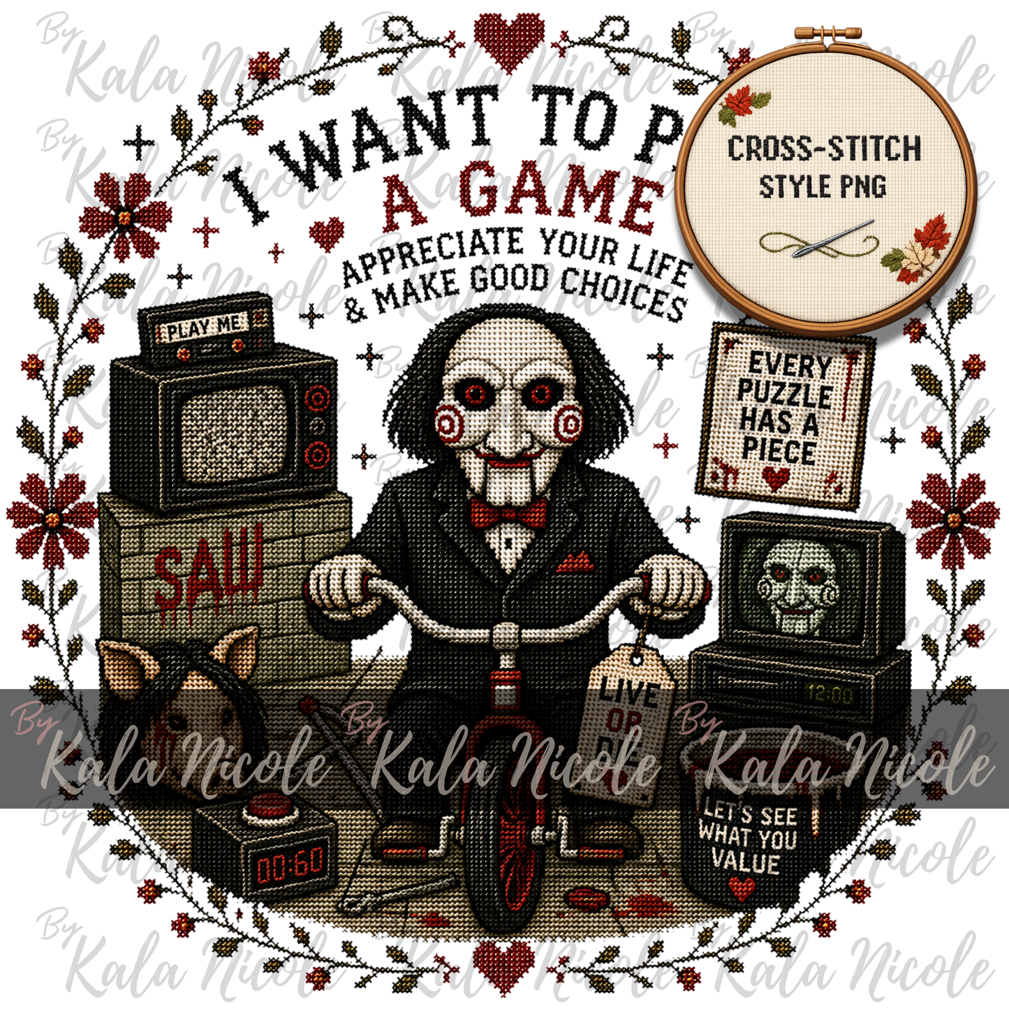Horror Movie Cross-Stitch PNG | Saw