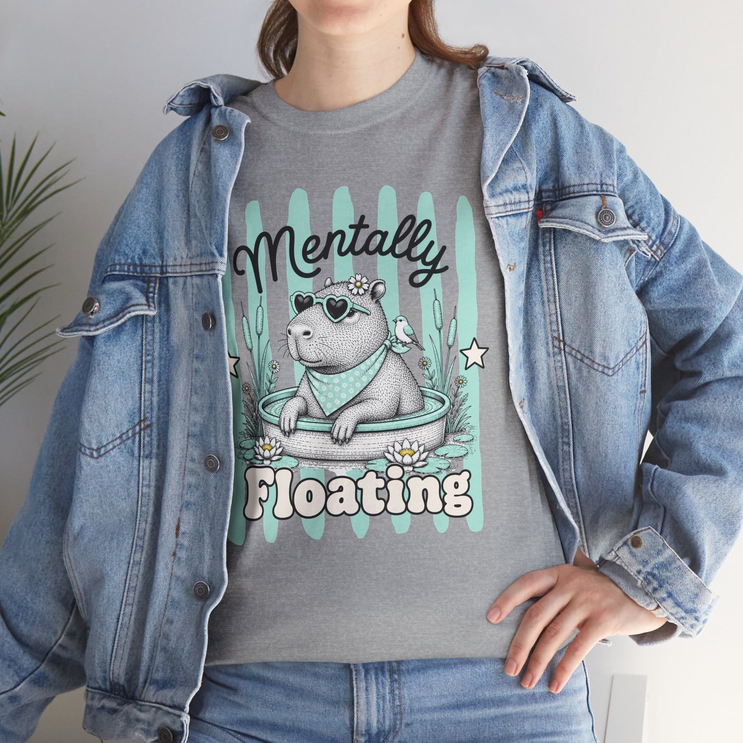 Mentally Floating Retro Capybara Graphic Tee