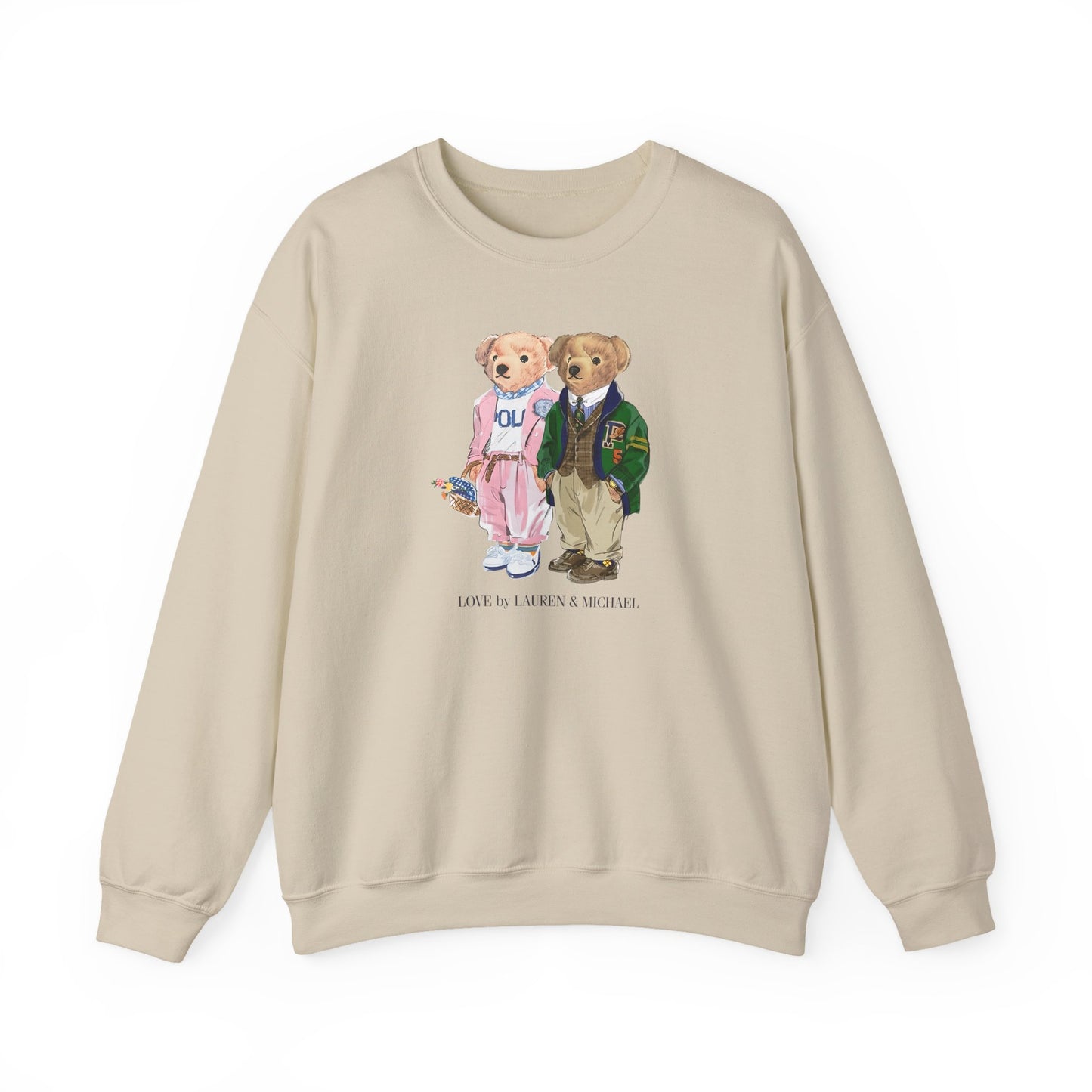 Personalized Couples Crewneck Sweatshirt — Custom Bear Illustration | Gift for Him & Her