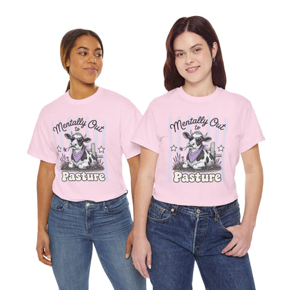 Mentally Out to Pasture Retro Cow Graphic Tee