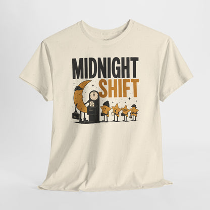 Midnight Shift Pop Art Tee — Moon & Stars 'Clocking In' Night Tee
