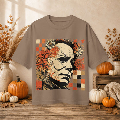 Horror Floral Halloween Mask Graphic Tee