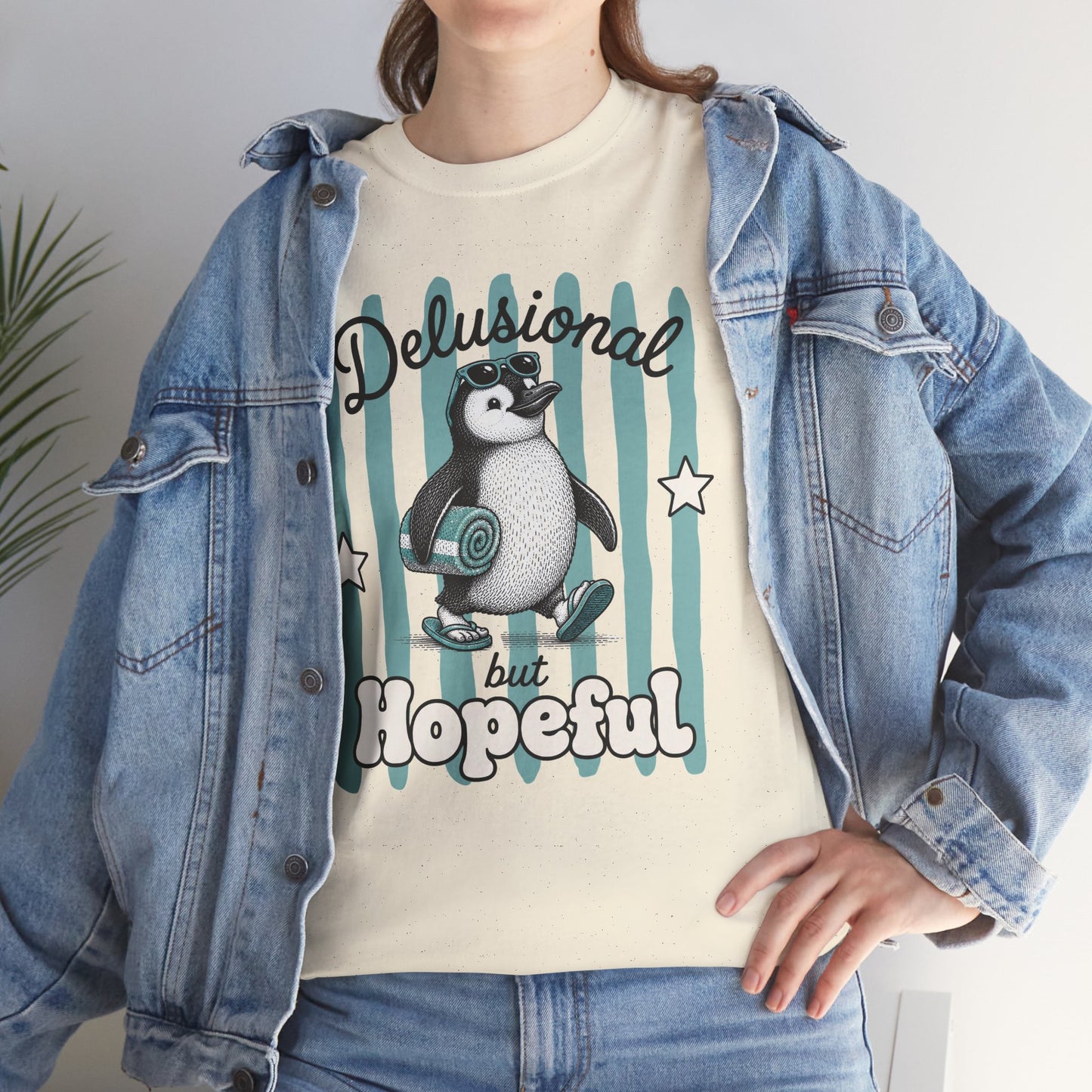 Delusional But Hopeful Retro Penguin Graphic Tee