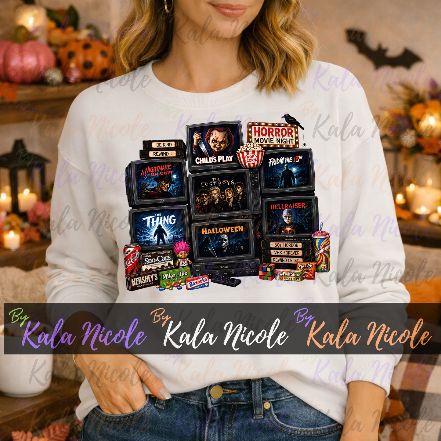 Horror Movie Night 80s PNG | Trendy Halloween PNG | Horror Movie Clipart (Digital Download)