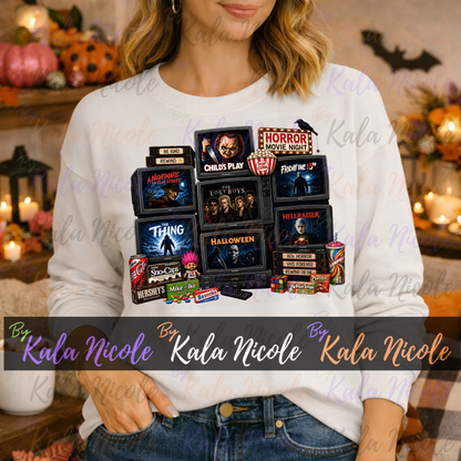 Horror Movie Night 80s PNG | Trendy Halloween PNG | Horror Movie Clipart (Digital Download)