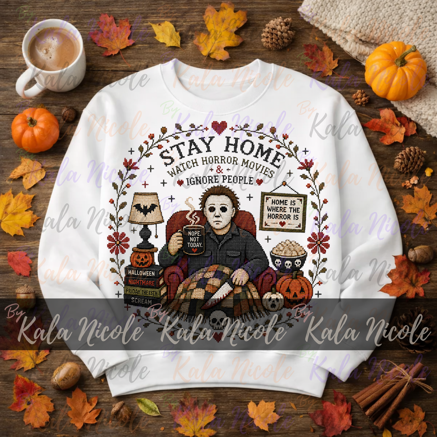 Horror Movie Cross-Stitch PNG | Michael Myers Stay Home