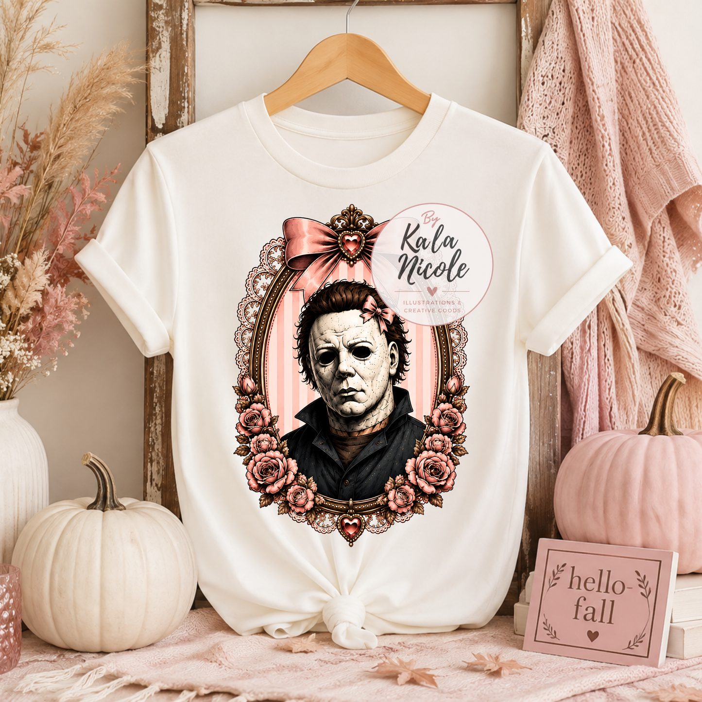 Coquette Horror Portrait PNG | White Mask Slasher