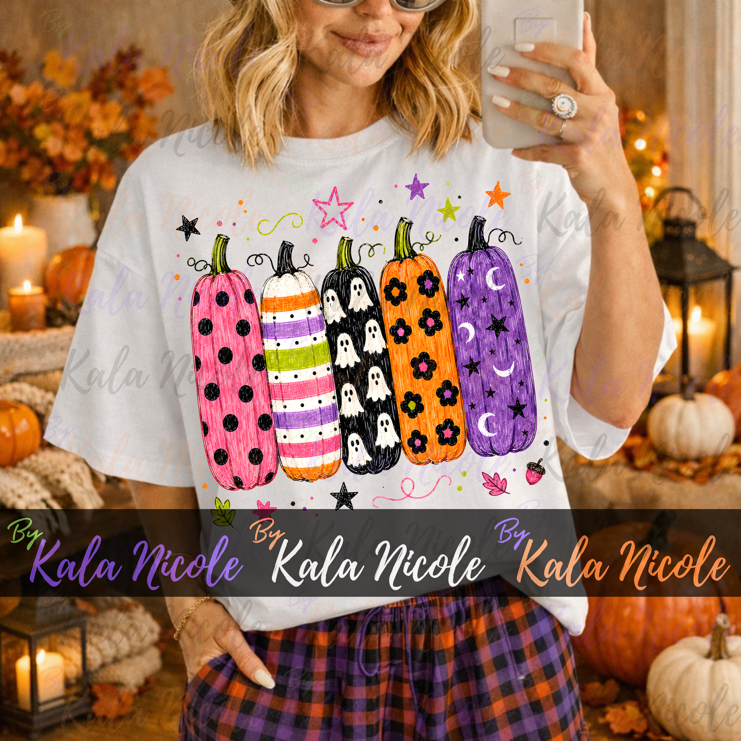 Trendy Pumpkins PNG Bundle | Fall Halloween PNG | Patterned Pumpkin Clipart (Digital Download)