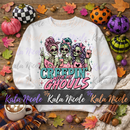 Creepin' With My Ghouls PNG | Trendy Halloween PNG | Fall PNG | Cute Zombie Clipart (Digital Download)