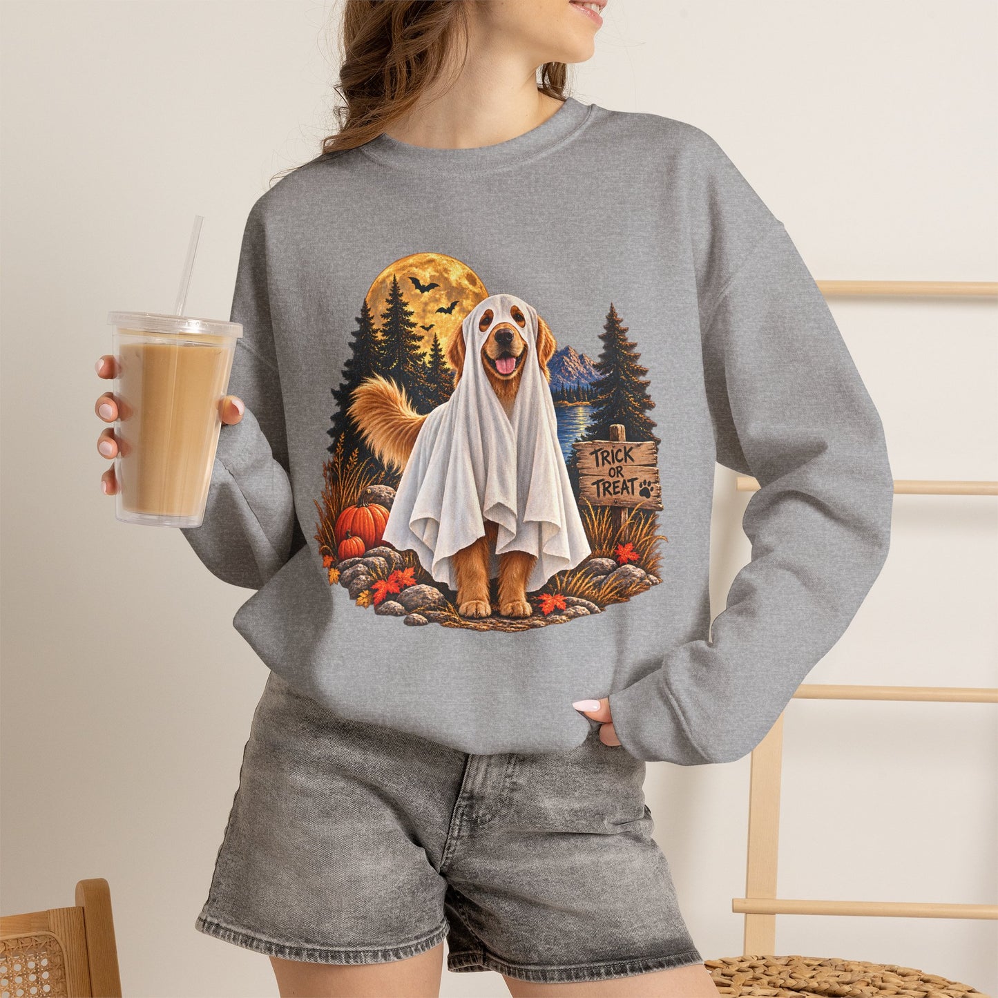 Golden Retriever Ghost Halloween Sweatshirt