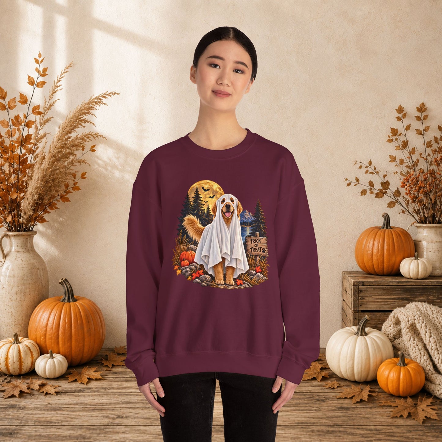 Golden Retriever Ghost Halloween Sweatshirt