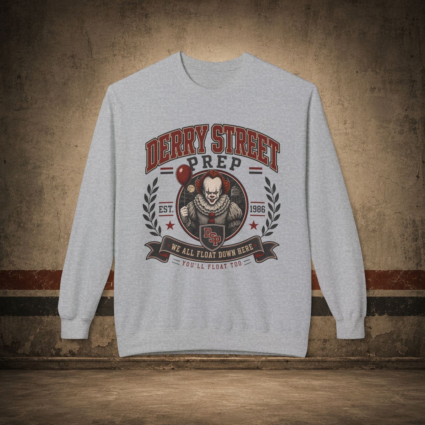 Derry Street Prep Crewneck Sweatshirt – Retro Horror School Logo