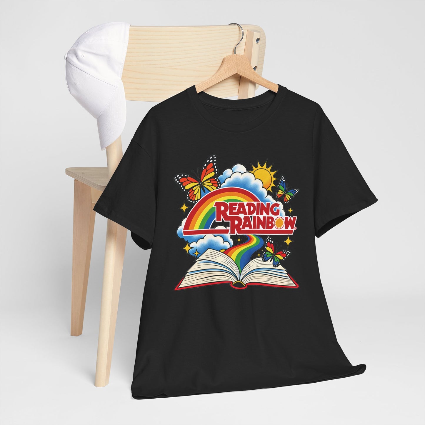 Rainbow & Butterflies Retro Book Graphic Tee