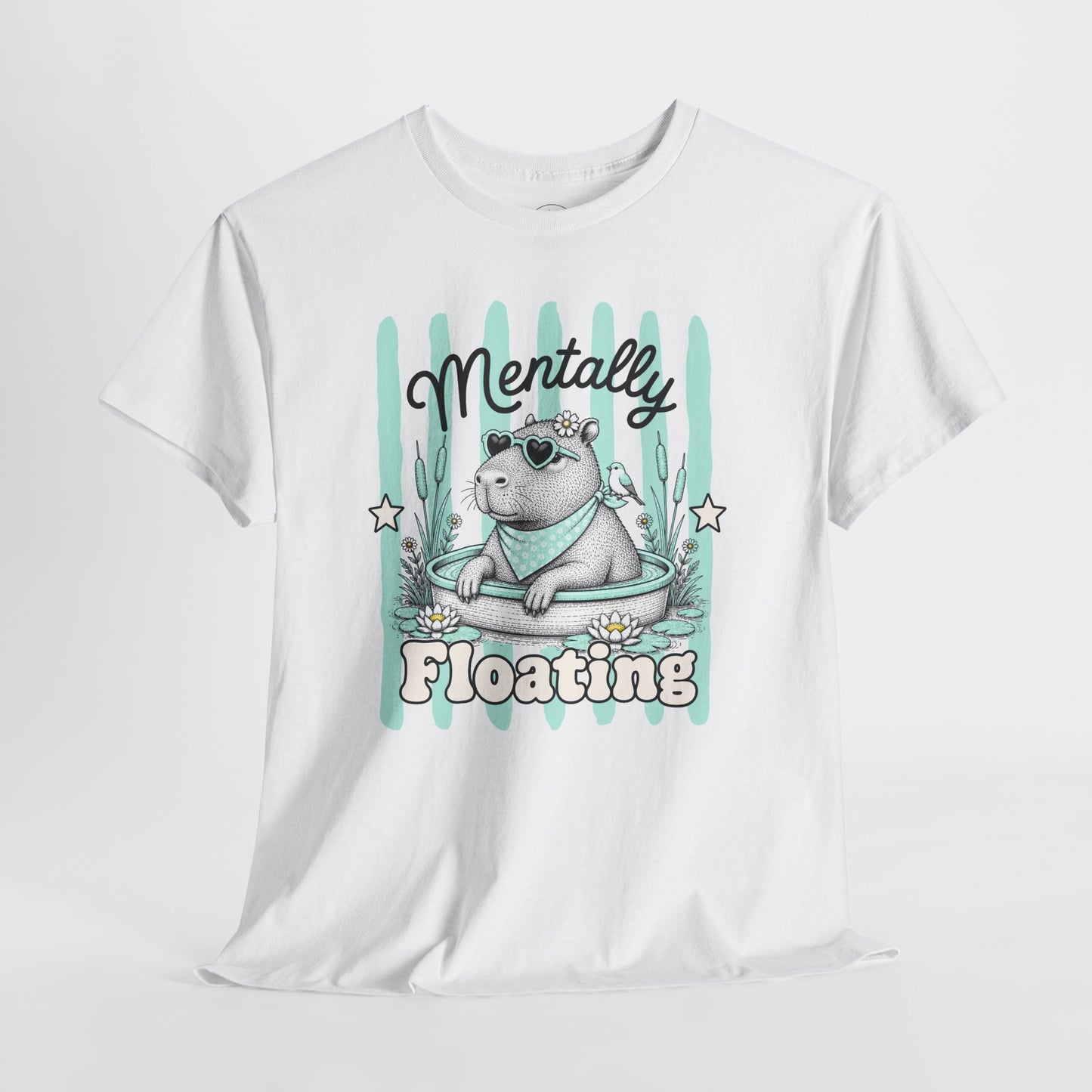 Mentally Floating Retro Capybara Graphic Tee