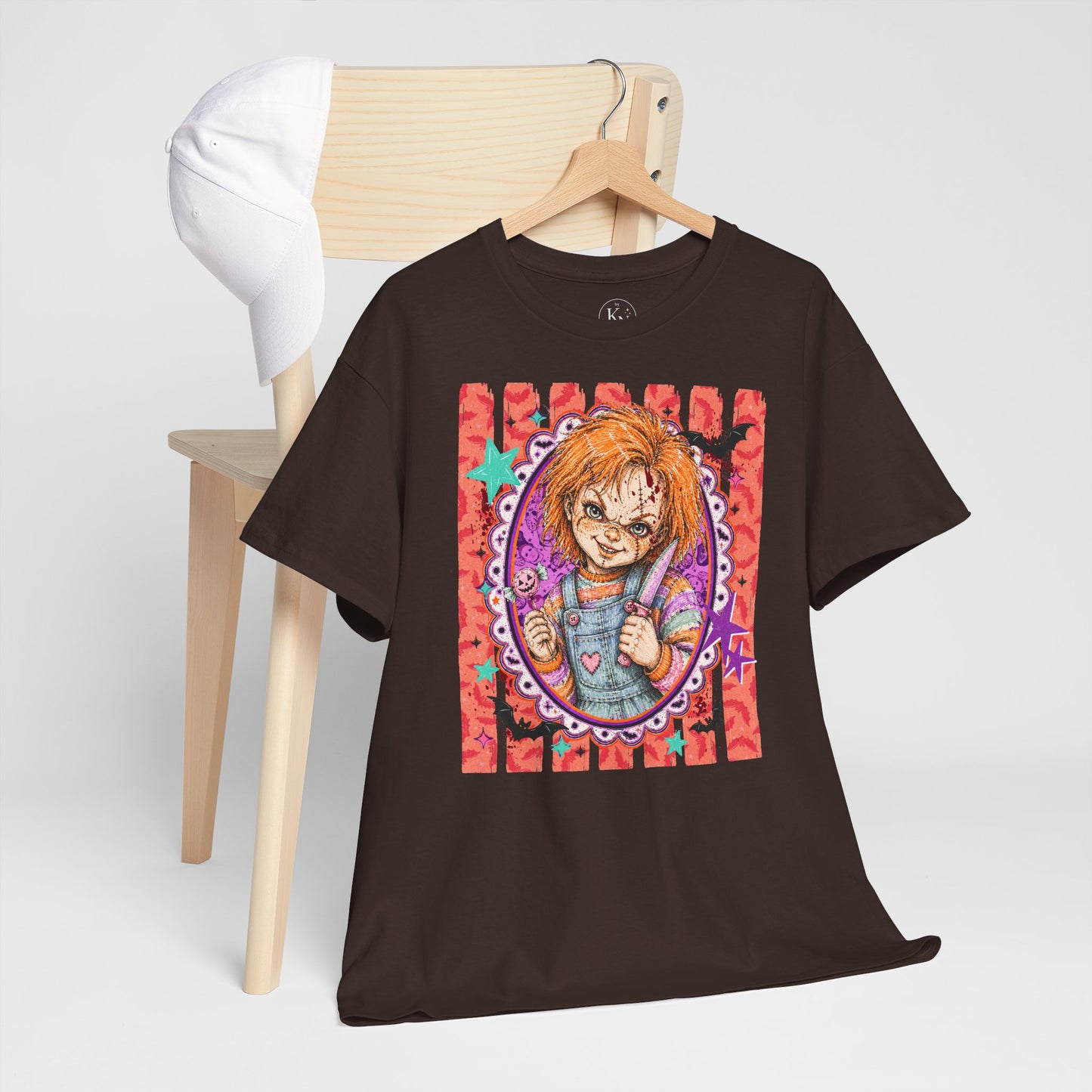 Chucky Portrait Tee — Colorful Spooky Horror Shirt