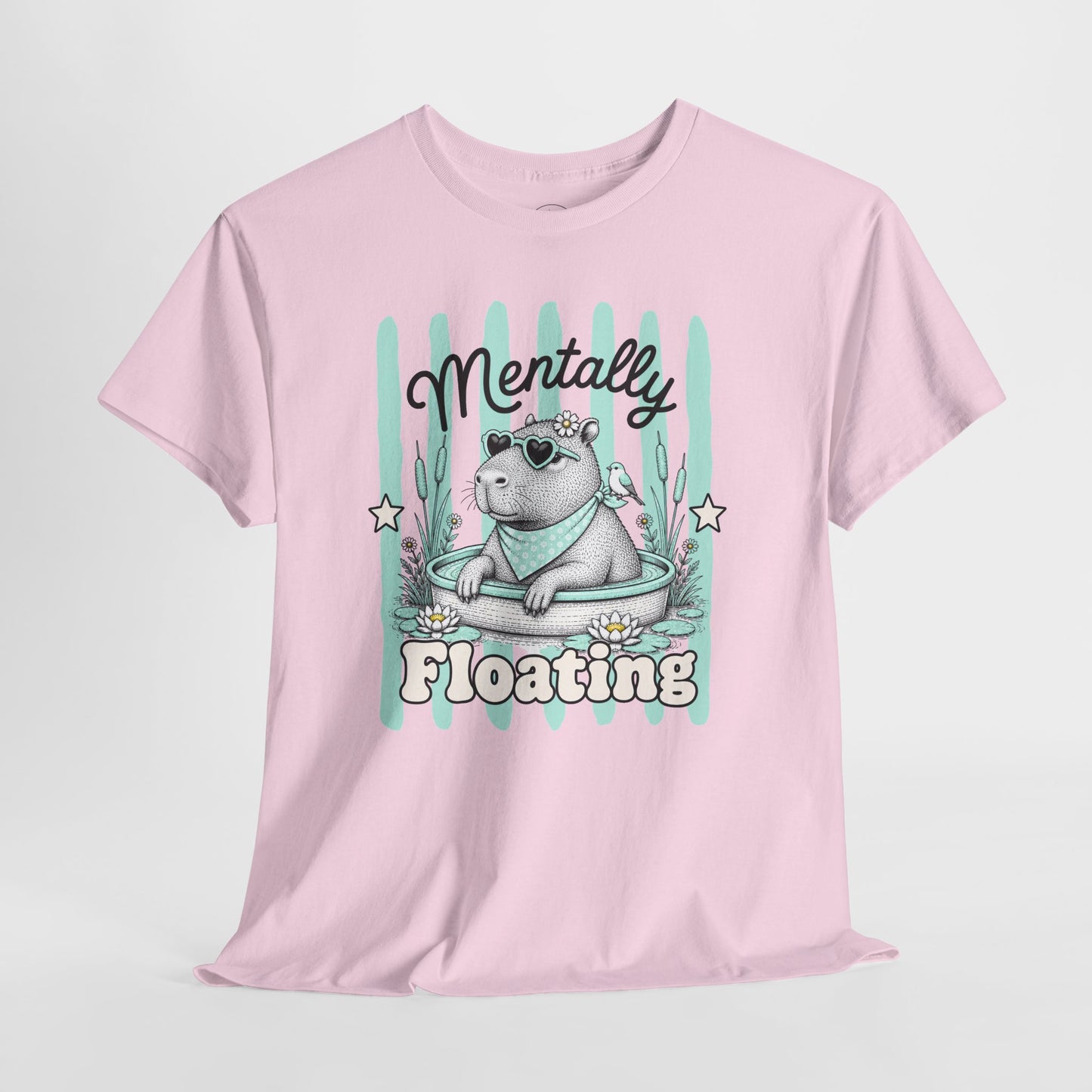 Mentally Floating Retro Capybara Graphic Tee