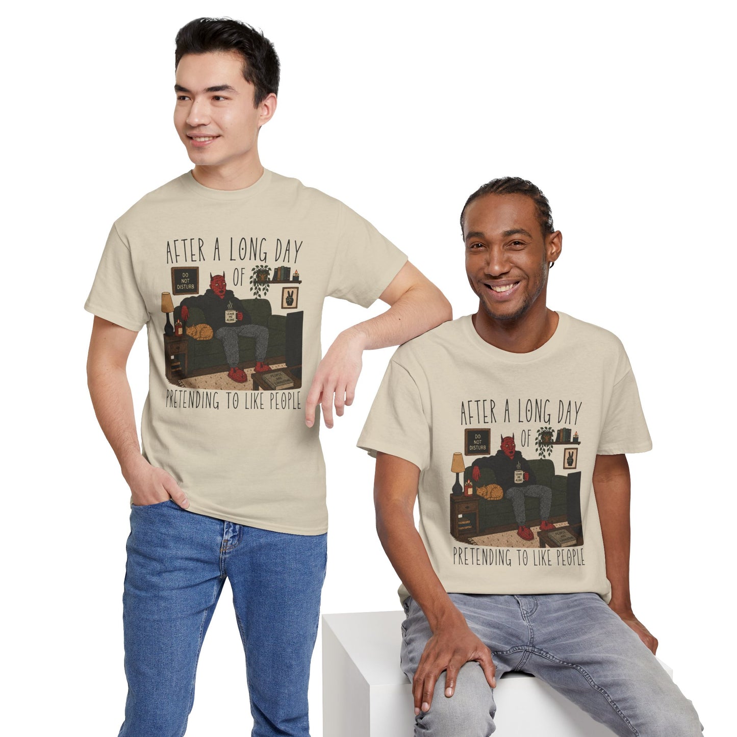 Introvert Humor T-Shirt — "After a Long Day of Pretending to Like People" Graphic Tee