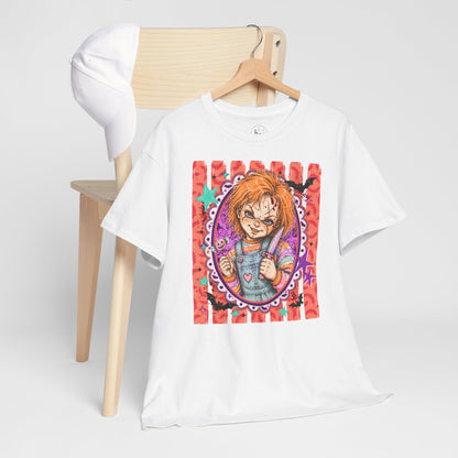 Chucky Portrait Tee — Colorful Spooky Horror Shirt