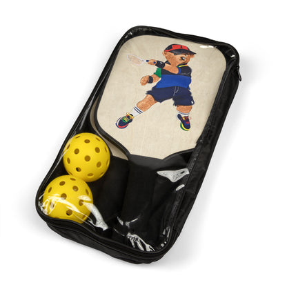 Pickleball Paddle Set – Retro Vintage Bear Design (2 Pack with Balls)
