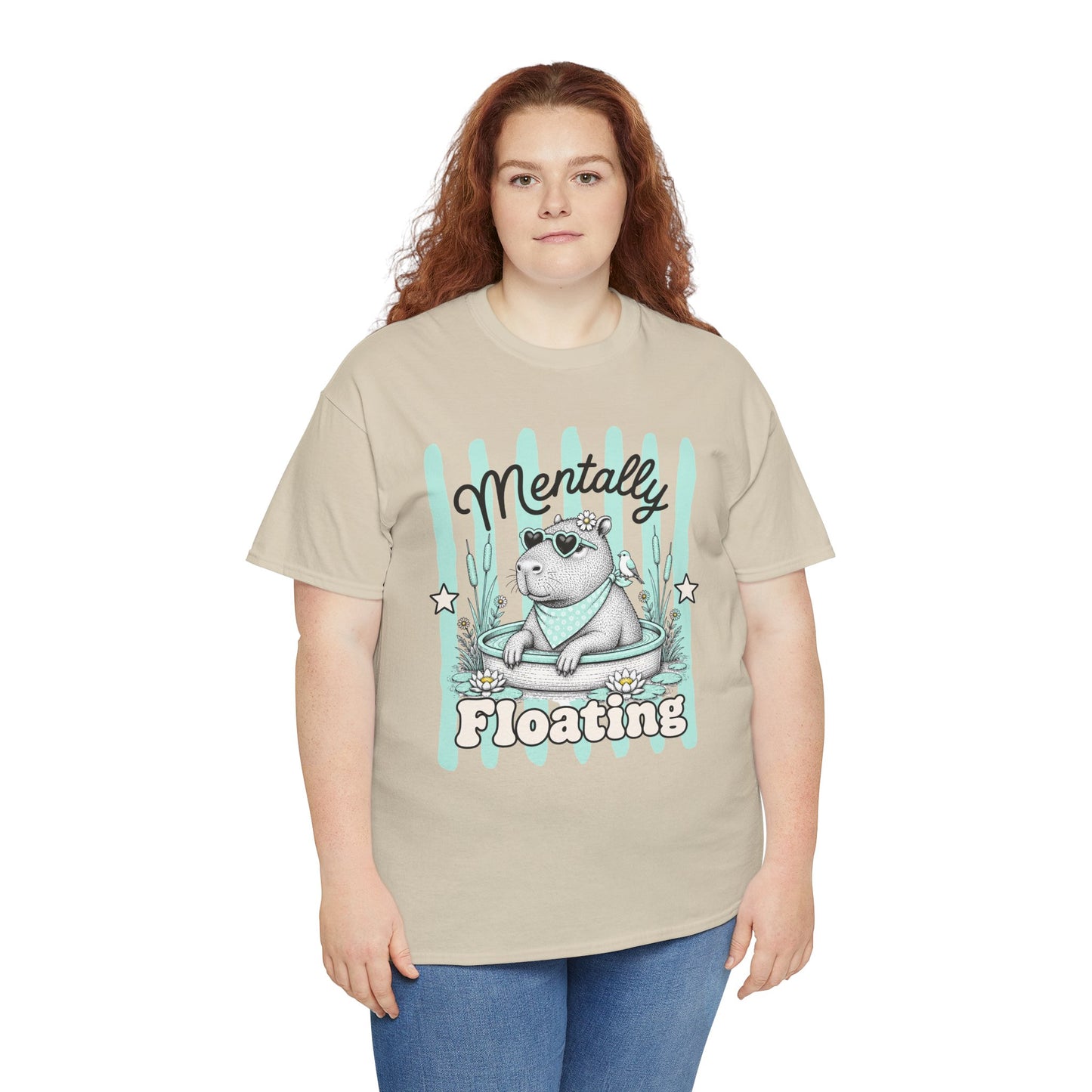 Mentally Floating Retro Capybara Graphic Tee
