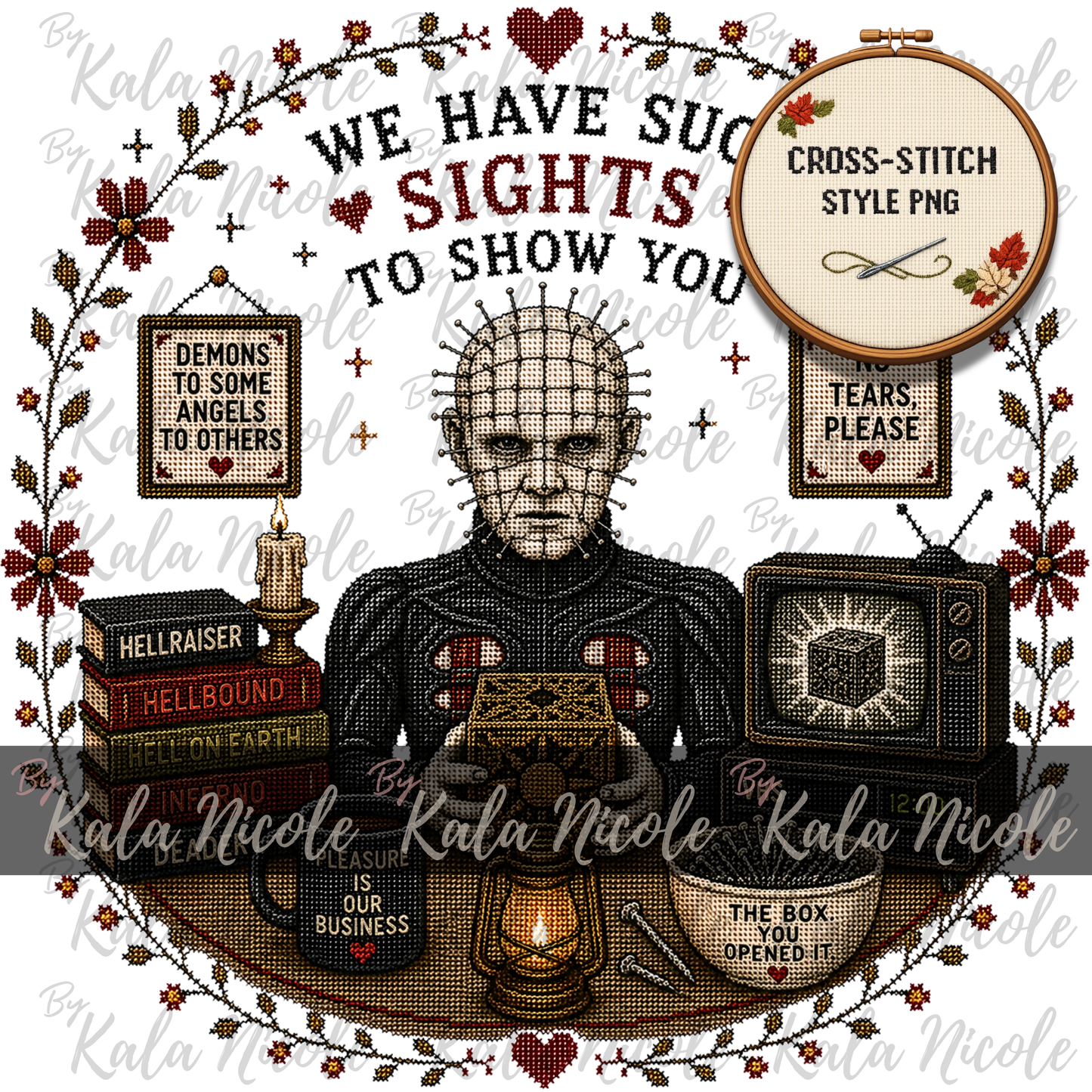 Horror Movie Cross-Stitch PNG | Pinhead