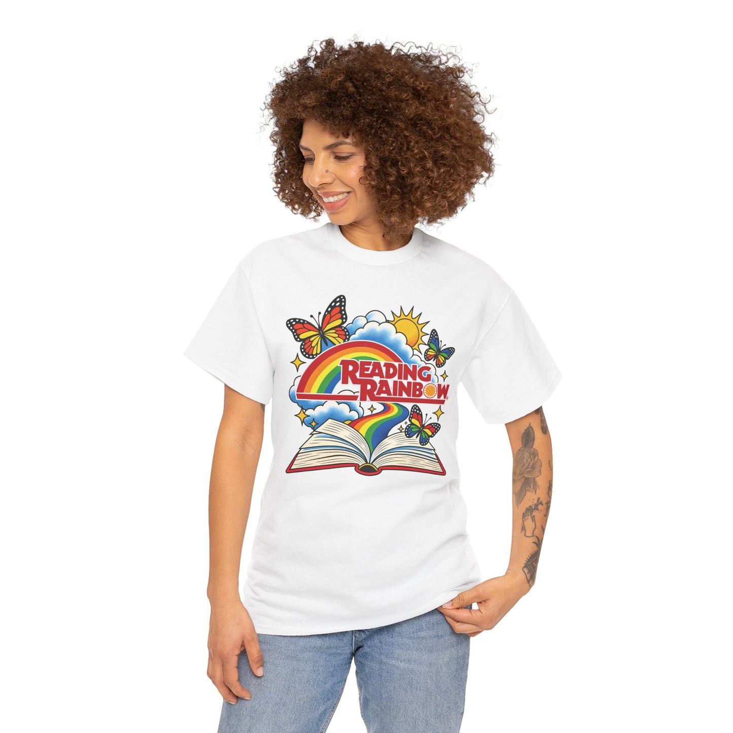 Rainbow & Butterflies Retro Book Graphic Tee