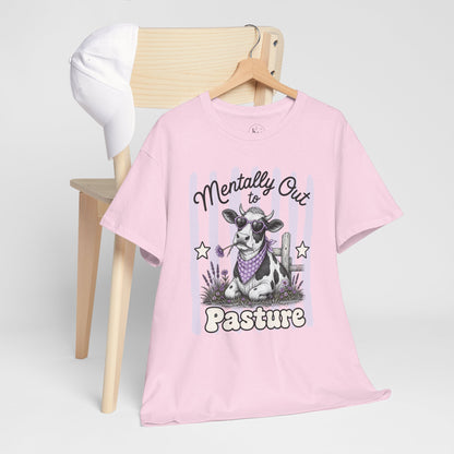 Mentally Out to Pasture Retro Cow Graphic Tee