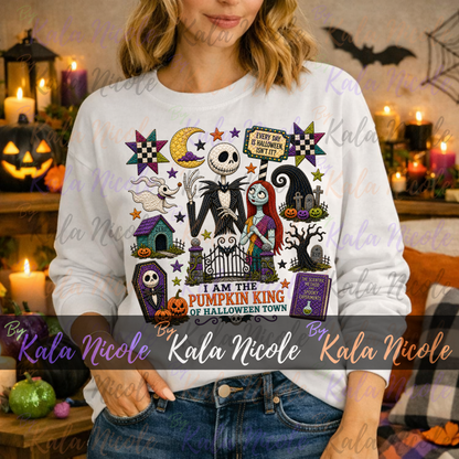 Nightmare Before Christmas PNG | Quilt Style Pumpkin King