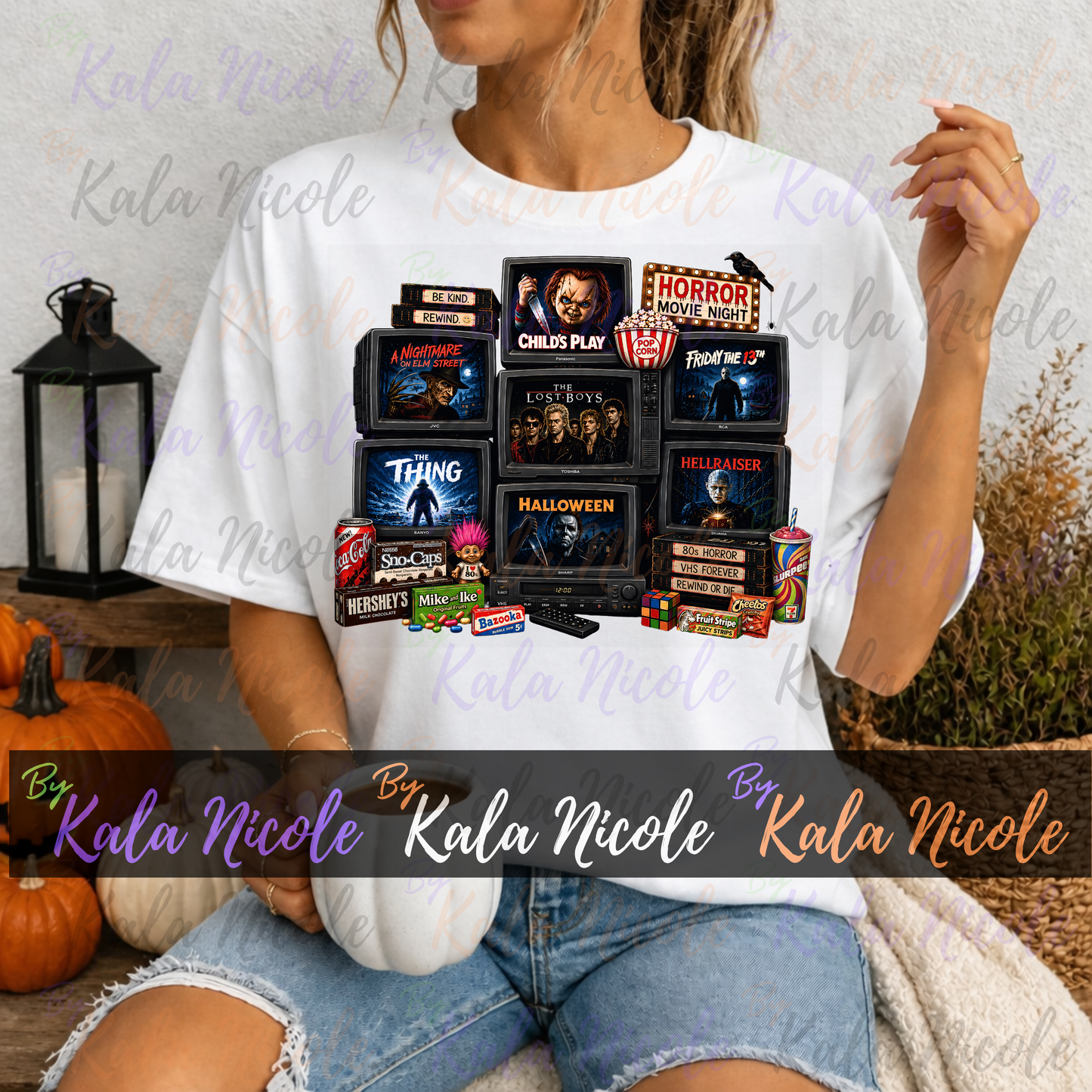 Horror Movie Night 80s PNG | Trendy Halloween PNG | Horror Movie Clipart (Digital Download)