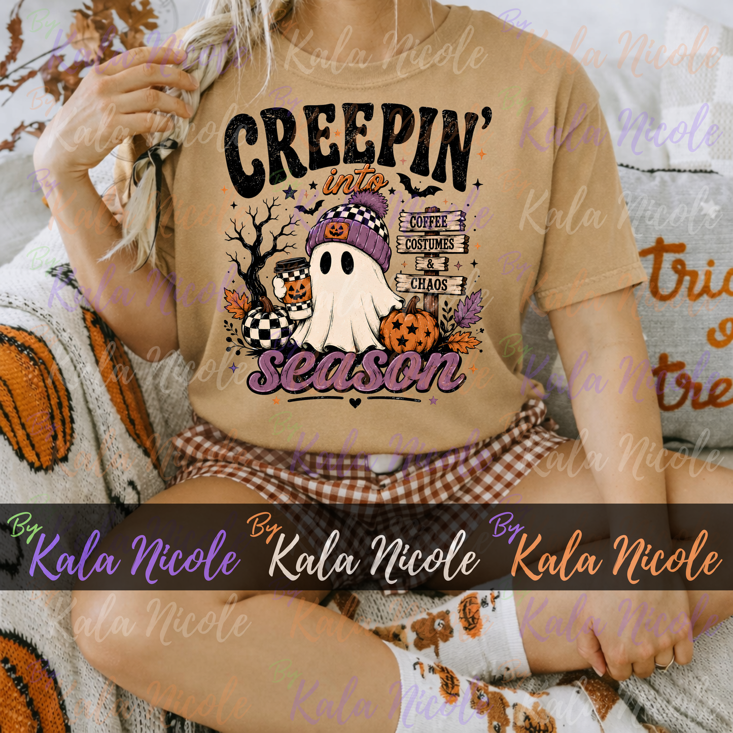 Creepin' Into Season PNG | Trendy Halloween PNG | Fall PNG | Cute Ghost Clipart (Digital Download)