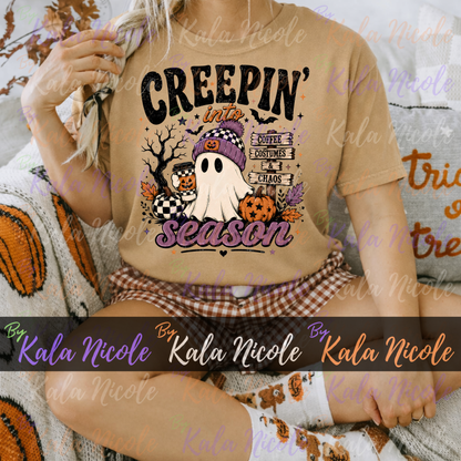 Creepin' Into Season PNG | Trendy Halloween PNG | Fall PNG | Cute Ghost Clipart (Digital Download)