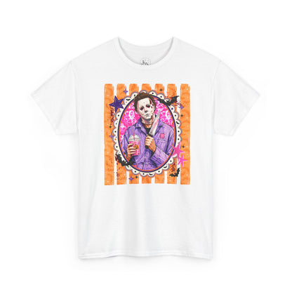 Halloween Michael Myers Portrait Tee — Colorful Spooky Horror Shirt