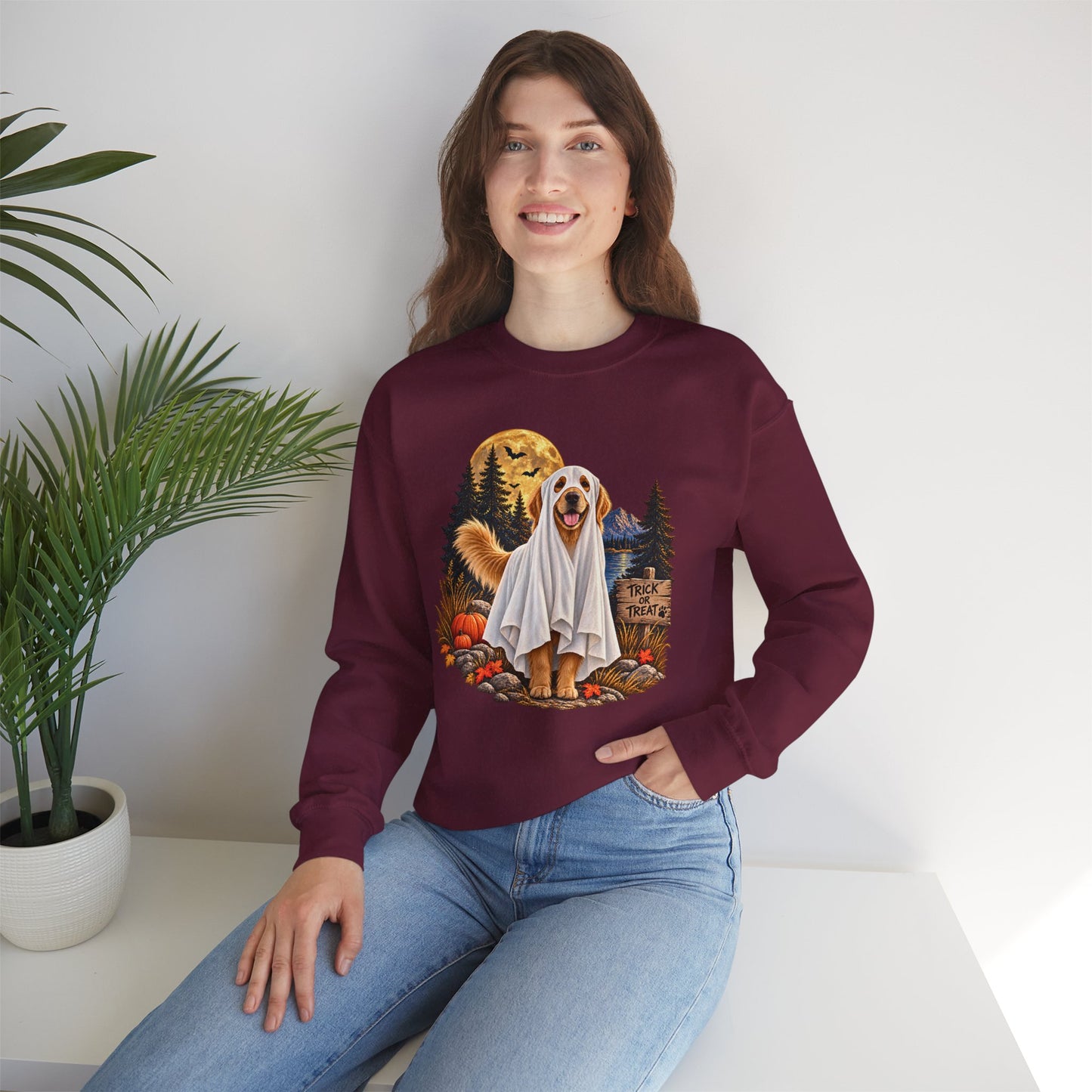 Golden Retriever Ghost Halloween Sweatshirt