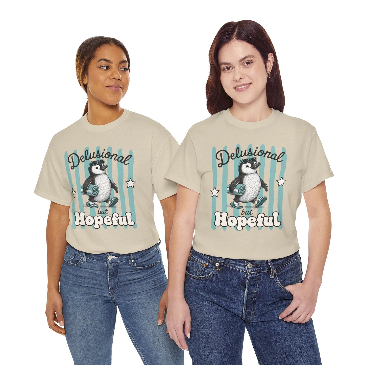 Delusional But Hopeful Retro Penguin Graphic Tee
