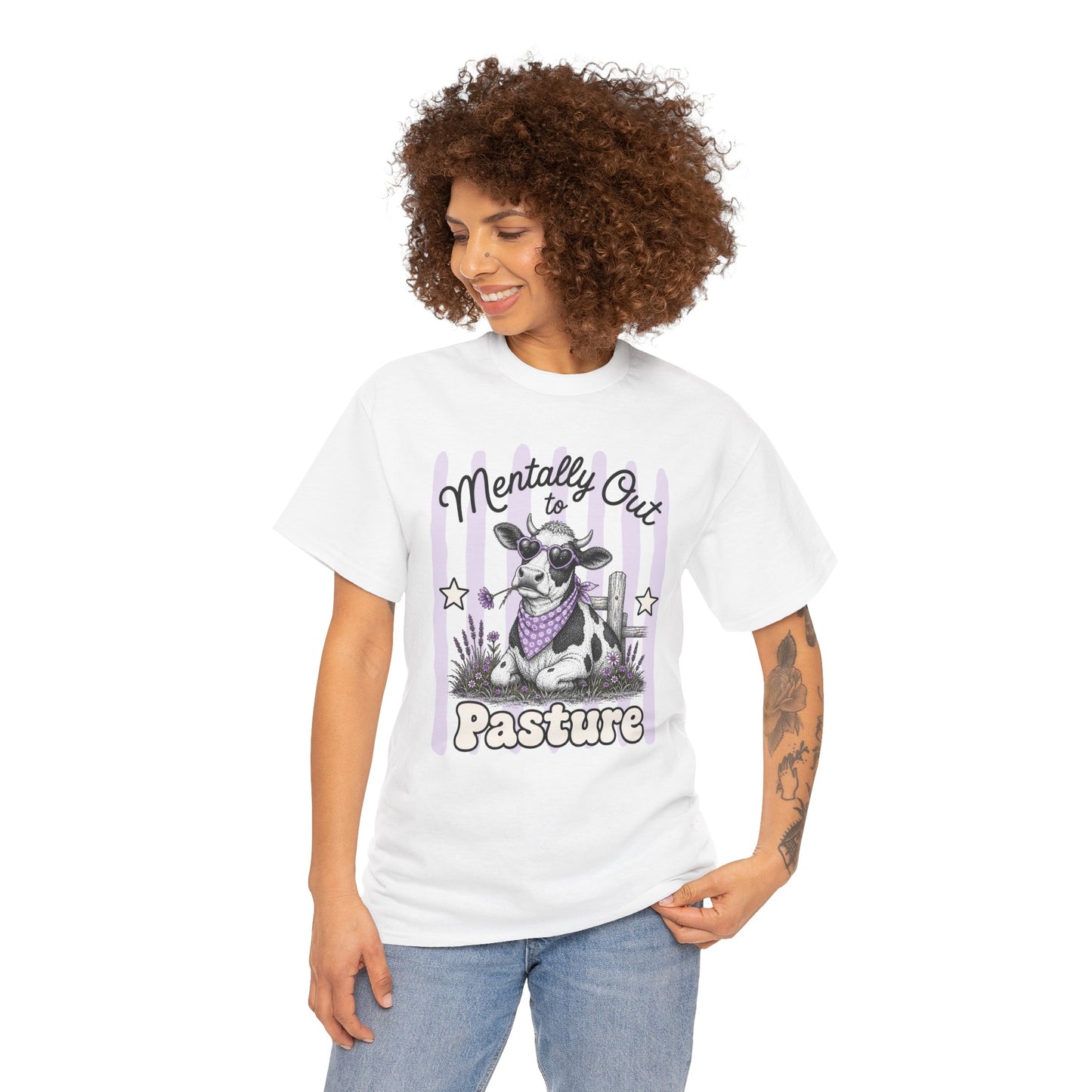 Mentally Out to Pasture Retro Cow Graphic Tee