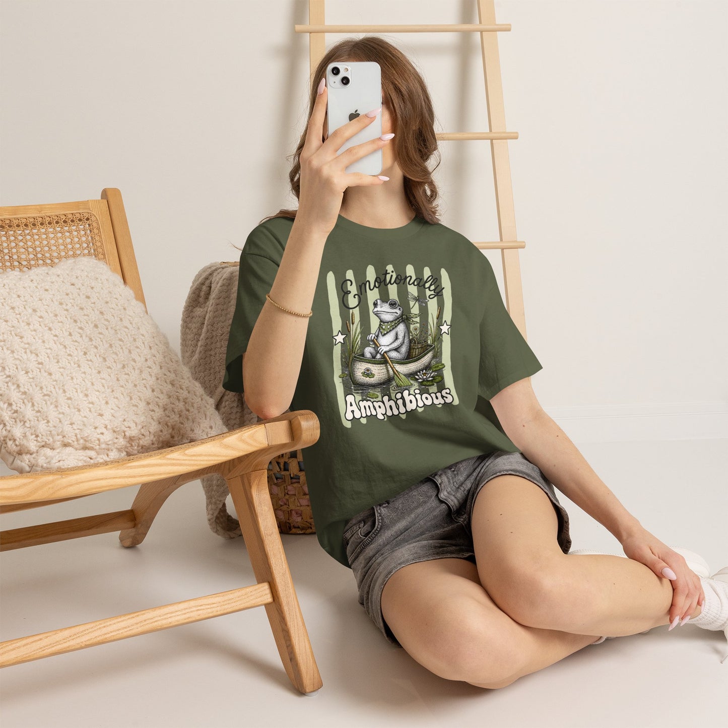 Emotionally Amphibious Retro Frog Graphic Tee