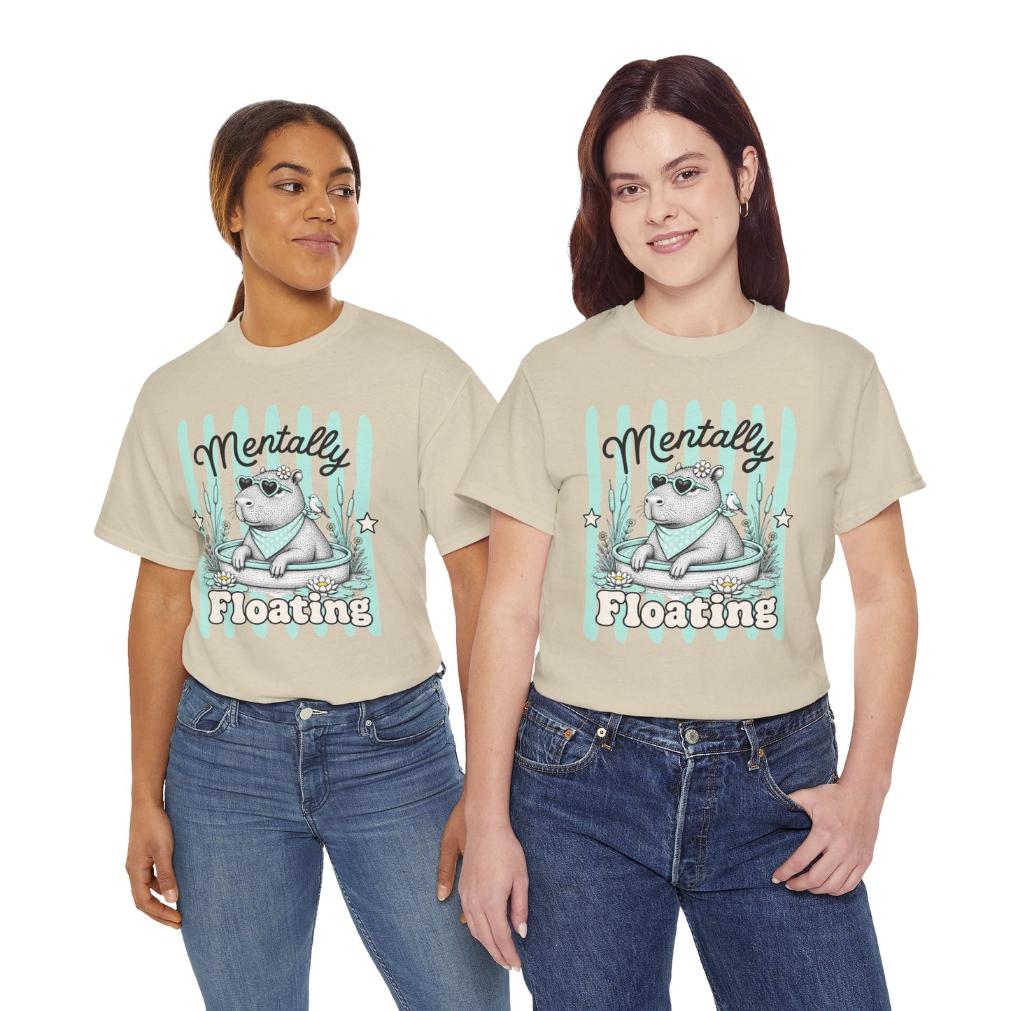 Mentally Floating Retro Capybara Graphic Tee