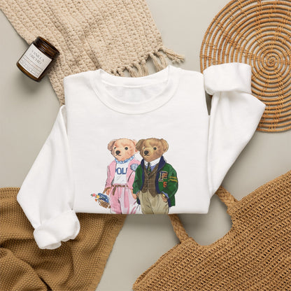 Personalized Couples Crewneck Sweatshirt — Custom Bear Illustration | Gift for Him & Her