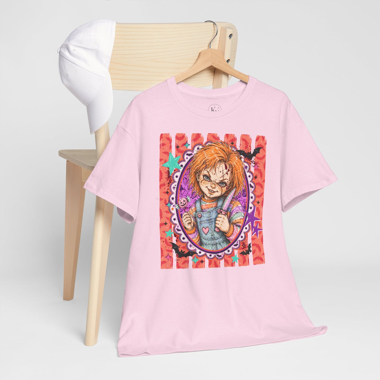 Chucky Portrait Tee — Colorful Spooky Horror Shirt
