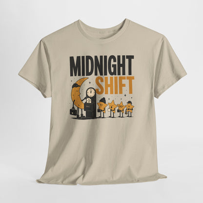 Midnight Shift Pop Art Tee — Moon & Stars 'Clocking In' Night Tee